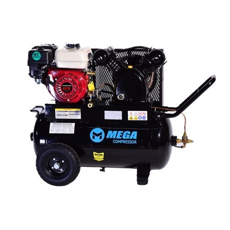 MEGA COMPRESSOR Mega Power Air Compressor, Honda GX200, 20 gal, Wheeled 14.5CFM@90PSI MP-5520G200
